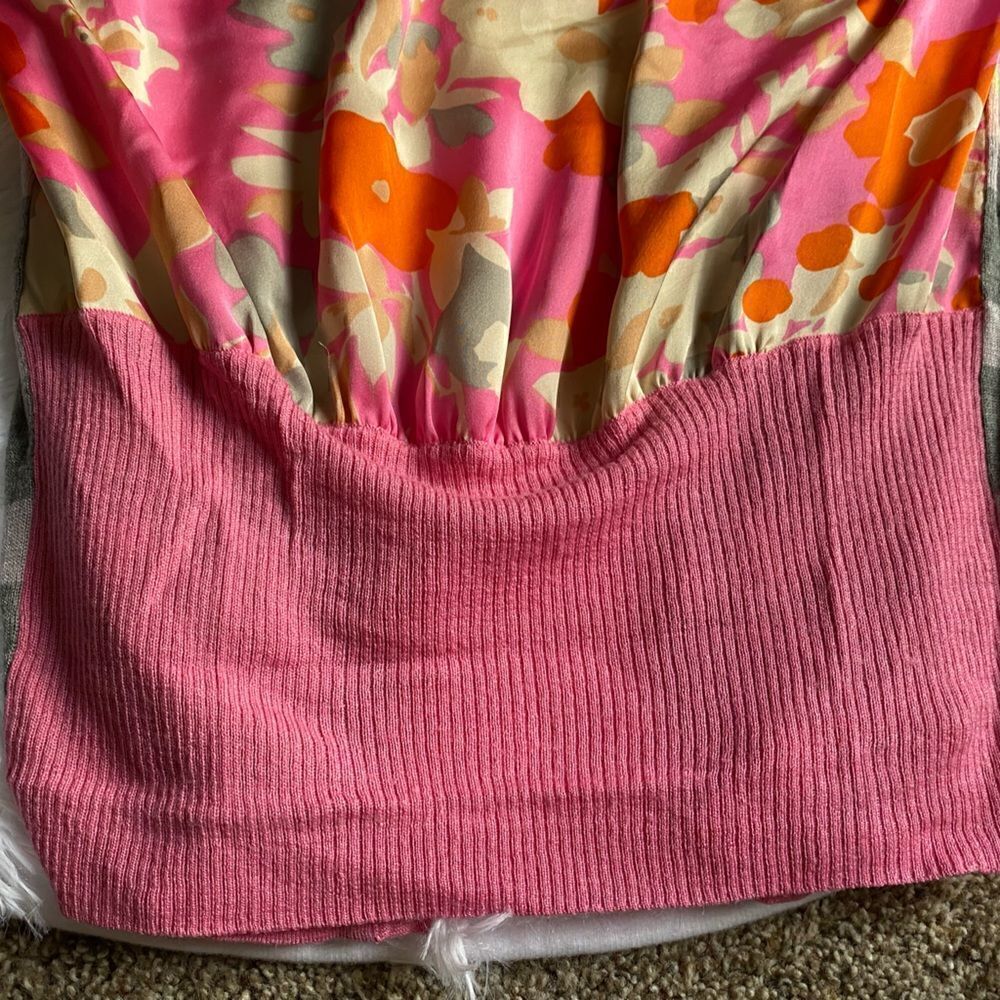 Clements Ribeiro Open Front Sweater Wool Blend Pink Floral Womens Size Small - Picture 6 of 10